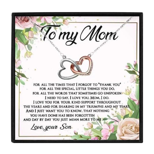 To My Mom Double Heart Necklace Gift From Son for Christmas 2023 | To My Mom Double Heart Necklace Gift From Son - undefined | Mother Necklace, Mother Necklace Gifts Chain Necklaces | From Hunny Life | hunnylife.com
