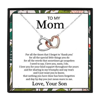 To My Mom Double Heart Necklace Gift From Son for Christmas 2023 | To My Mom Double Heart Necklace Gift From Son - undefined | Mother Necklace, Mother Necklace Gifts Chain Necklaces | From Hunny Life | hunnylife.com