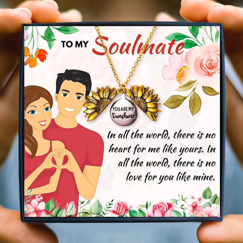 To My Soulmate Forever Love Necklace Gift Set for Christmas 2023 | To My Soulmate Forever Love Necklace Gift Set - undefined | Meaningful Soulmate gift, soulmate gift ideas, soulmate necklace, Sunflower Necklaces, to my soulmate necklace | From Hunny Life | hunnylife.com