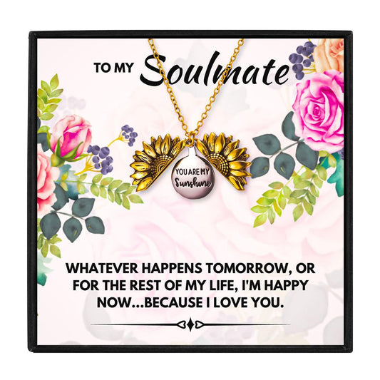 To My Soulmate Necklace Gift For Her for Christmas 2023 | To My Soulmate Necklace Gift For Her - undefined | Meaningful Soulmate gift, soulmate gift ideas, soulmate necklace, Sunflower Necklaces, to my soulmate necklace | From Hunny Life | hunnylife.com