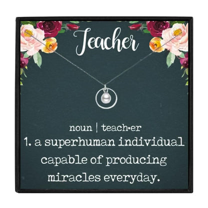 To My Teacher Appreciation Necklace Gift Set for Christmas 2023 | To My Teacher Appreciation Necklace Gift Set - undefined | Circle Pendant Choker Necklaces For Teacher, gift for teacher, teacher gift, teacher gift ideas | From Hunny Life | hunnylife.com