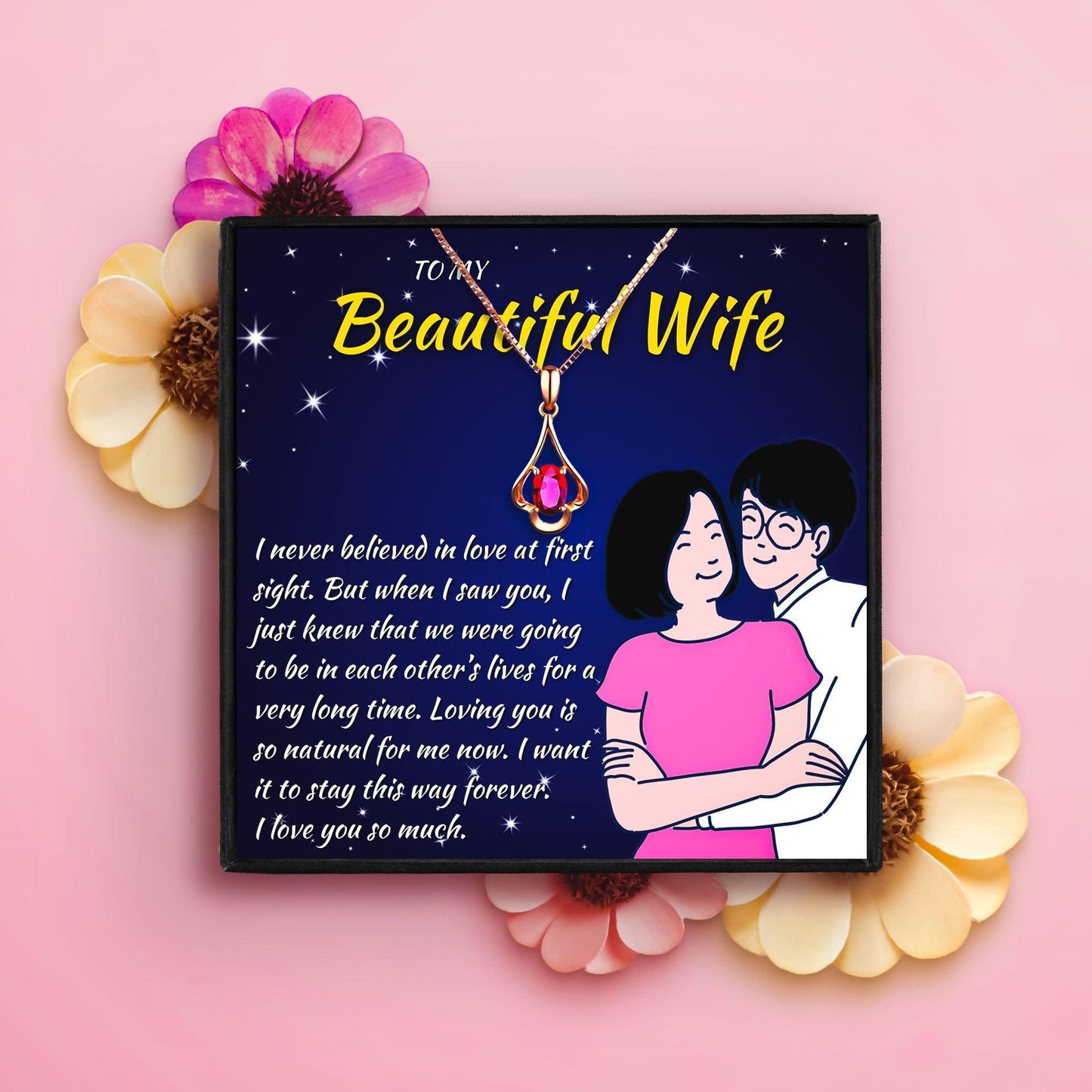 To My Wonderful Wife Rose Gold Necklace Gift Set in 2023 | To My Wonderful Wife Rose Gold Necklace Gift Set - undefined | Romantic Anniversary Gift For Wife, To My Wife Gifts Necklace, To My Wonderful Wife necklace, wife gift, wife gift ideas | From Hunny Life | hunnylife.com
