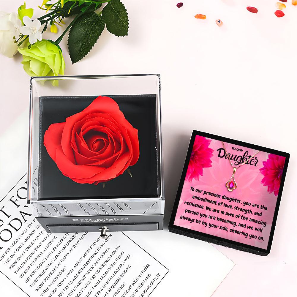 To Our Daughter Necklace With Rose Flower Jewelry Box in 2023 | To Our Daughter Necklace With Rose Flower Jewelry Box - undefined | daughter necklace from mom, daughter necklace from parents, mother daughter heart necklace, Mother Daughter Necklace, mother daughter pendant, to my badass daughter, To my daughter necklace | From Hunny Life | hunnylife.com