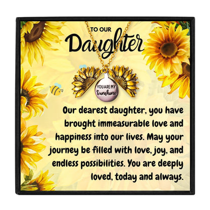 To Our Daughter Sunflower Necklace for Christmas 2023 | To Our Daughter Sunflower Necklace - undefined | daughter gift ideas, Daughter Necklace, Meaningful Daughter Necklaces, Mother Daughter Necklace, To my daughter necklace, To my daughter necklace from mom | From Hunny Life | hunnylife.com
