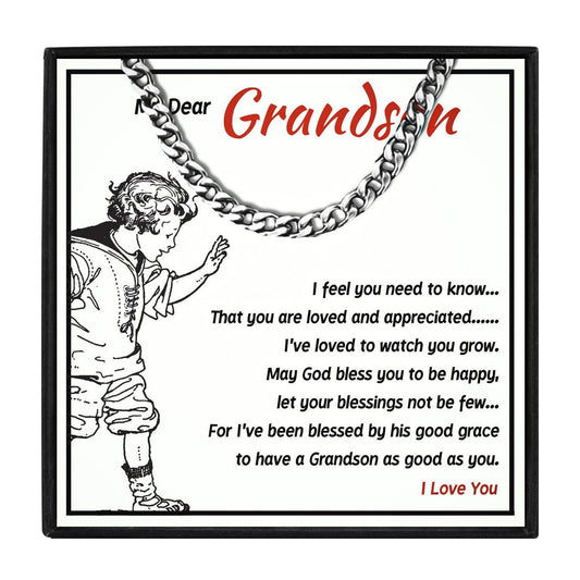 To Our Grandson Necklace From Grandma And Grandpa for Christmas 2023 | To Our Grandson Necklace From Grandma And Grandpa - undefined | birthday gift grandson, grandson gift, grandson necklace, To my Grandson Gift Necklace | From Hunny Life | hunnylife.com