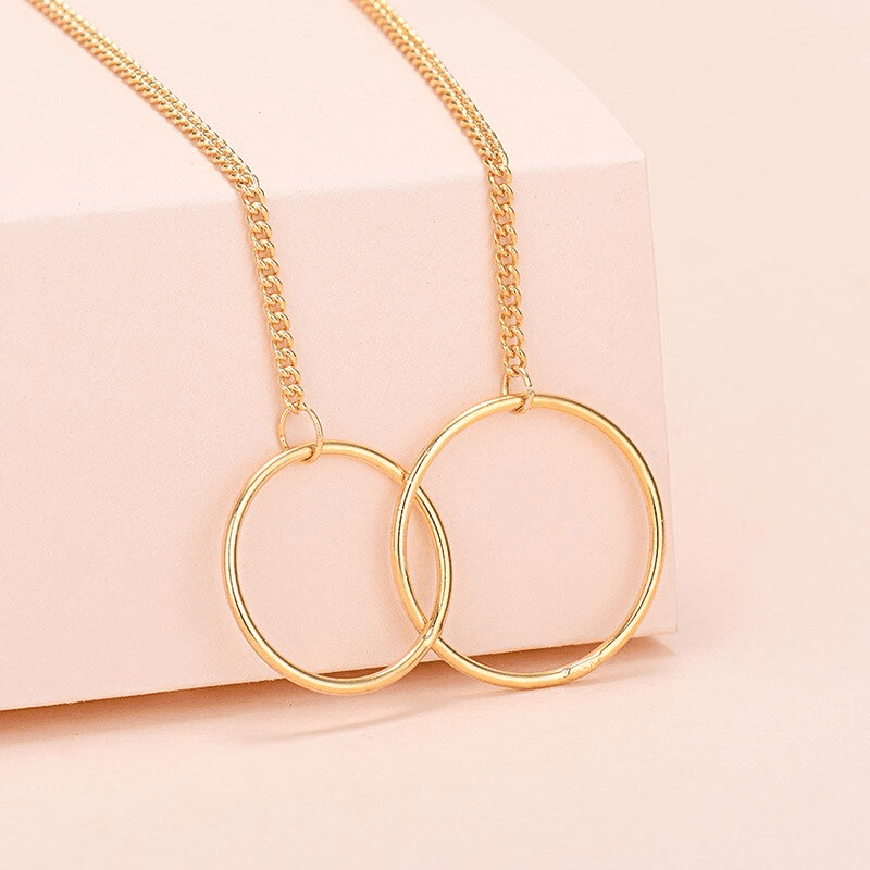 Gemstone Double Circle Necklace - Kinzig Design Studios
