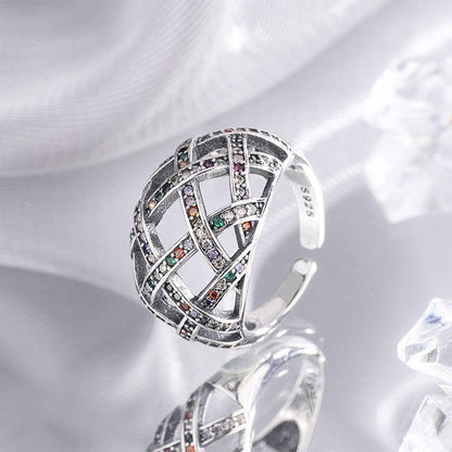 Vintage Diamond Woven Winding Mesh Ring for Christmas 2023 | Vintage Diamond Woven Winding Mesh Ring - undefined | gemstone ring, rainbow gemstone ring, Vintage Diamond Ring, Woven Winding Mesh Ring | From Hunny Life | hunnylife.com