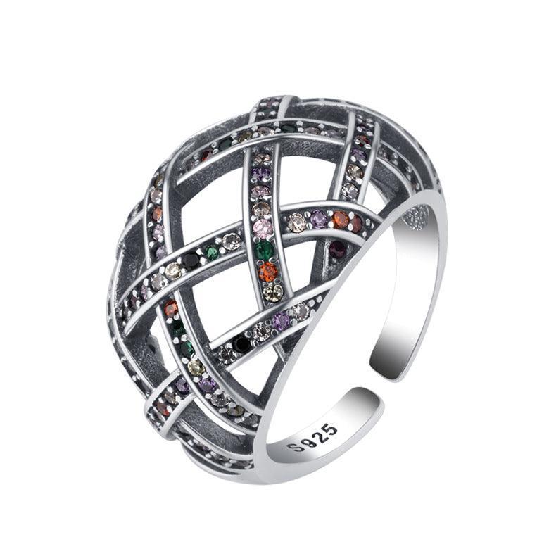 Vintage Diamond Woven Winding Mesh Ring in 2023 | Vintage Diamond Woven Winding Mesh Ring - undefined | gemstone ring, rainbow gemstone ring, Vintage Diamond Ring, Woven Winding Mesh Ring | From Hunny Life | hunnylife.com