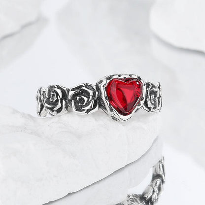 Vintage Rose Girl Red Zircon Heart Ring for Christmas 2023 | Vintage Rose Girl Red Zircon Heart Ring - undefined | red birthstone ring, Vintage Rose Heart Ring, Zircon Heart Ring | From Hunny Life | hunnylife.com