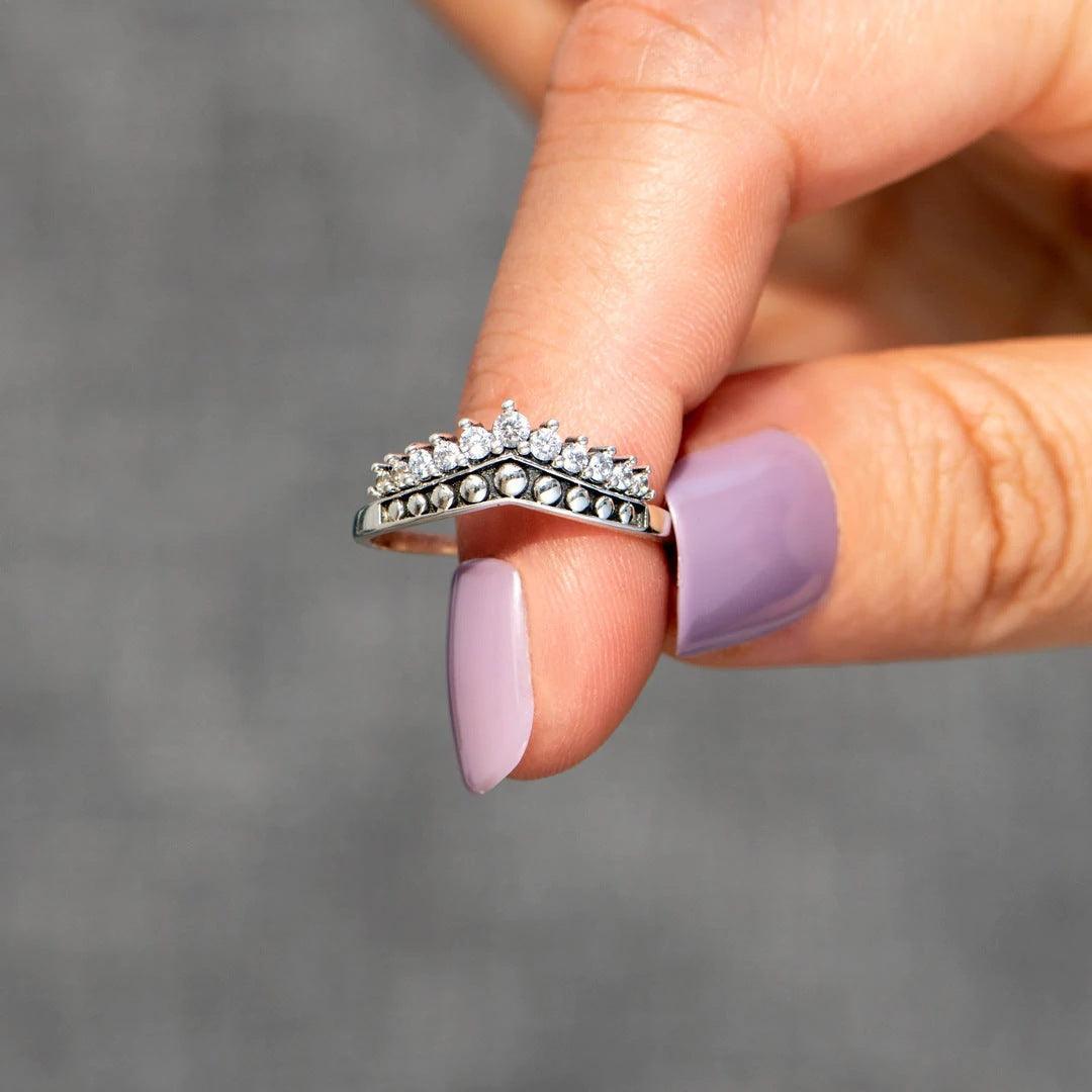 Women's Simple Fairy Tale Crown Diamond Ring in 2023 | Women's Simple Fairy Tale Crown Diamond Ring - undefined | rings, Sterling Silver s925 cute Ring | From Hunny Life | hunnylife.com