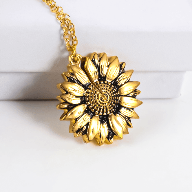 you are my sunshine necklace,sunflower necklace la lune Sunflower Locket  Necklace Pendant for Women Men (Rose gold) | Amazon.com