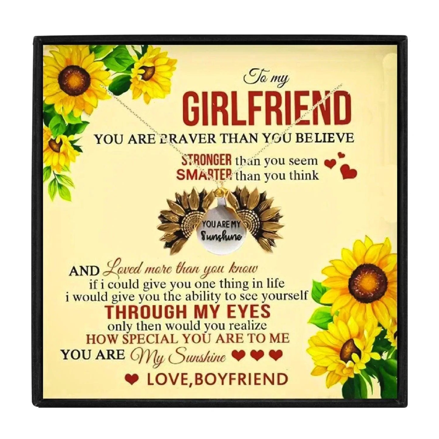 You are My Sunshine Sunflower Necklaces to my Girlfriend in 2023 | You are My Sunshine Sunflower Necklaces to my Girlfriend - undefined | Gift for Girlfriend, Girlfriend Gifts, Sunflower Necklaces to my Girlfriend, to my girlfriend | From Hunny Life | hunnylife.com