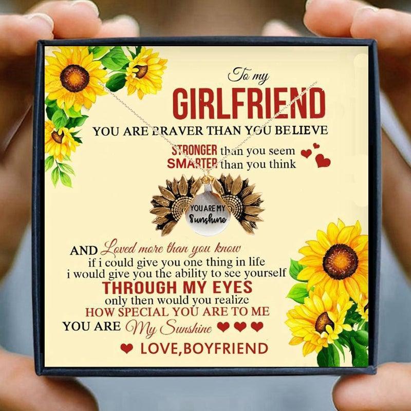 You are My Sunshine Sunflower Necklaces to my Girlfriend for Christmas 2023 | You are My Sunshine Sunflower Necklaces to my Girlfriend - undefined | Gift for Girlfriend, Girlfriend Gifts, Sunflower Necklaces to my Girlfriend, to my girlfriend | From Hunny Life | hunnylife.com