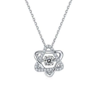 Interlocking Star Halo Moissanite Necklace