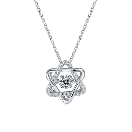 Interlocking Star Halo Moissanite Necklace