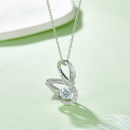 Swan Curve Solitaire Moissanite Necklace